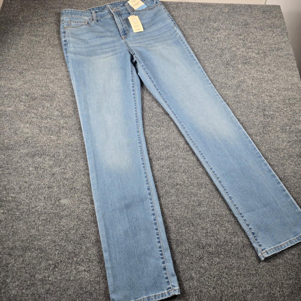 St. John's Bay Straight Jeans Womens 10T Blue NWT Tummy Control Mid R Tall (B10)